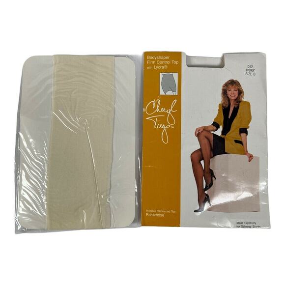 Cheryl Tiegs Pantyhose Bodyshaper Firm Control Top D12 Ivory Size B NOS - Picture 3 of 3